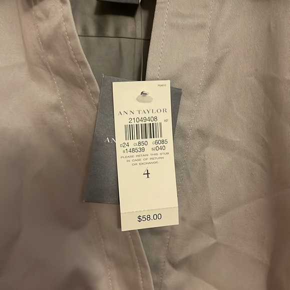 Ann Taylor Plaid Essential Shirt women’s size 4 (S)  metal shiny gray fitted NWT - Picture 5 of 16
